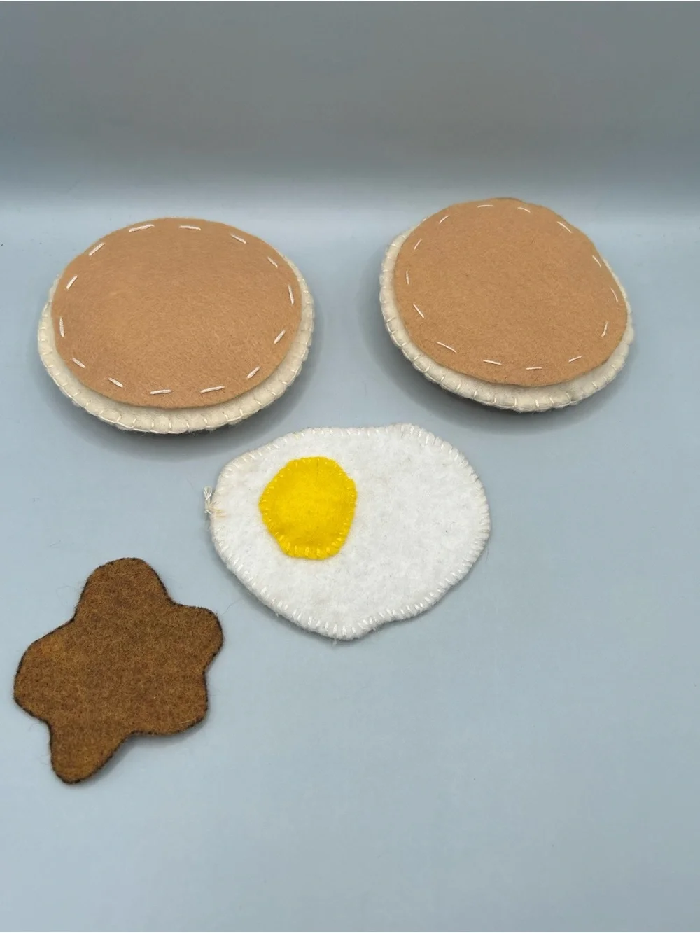 Handmade felt breakfast set Play food Pancakes Syrup Fried eggs Pretend toys